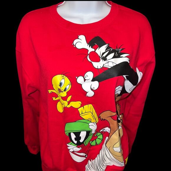 Juniors Looney Toons Taz Marvin Bugs Tweety Sylvester & Bugs Sweatshirt Size Sma - Picture 2 of 6